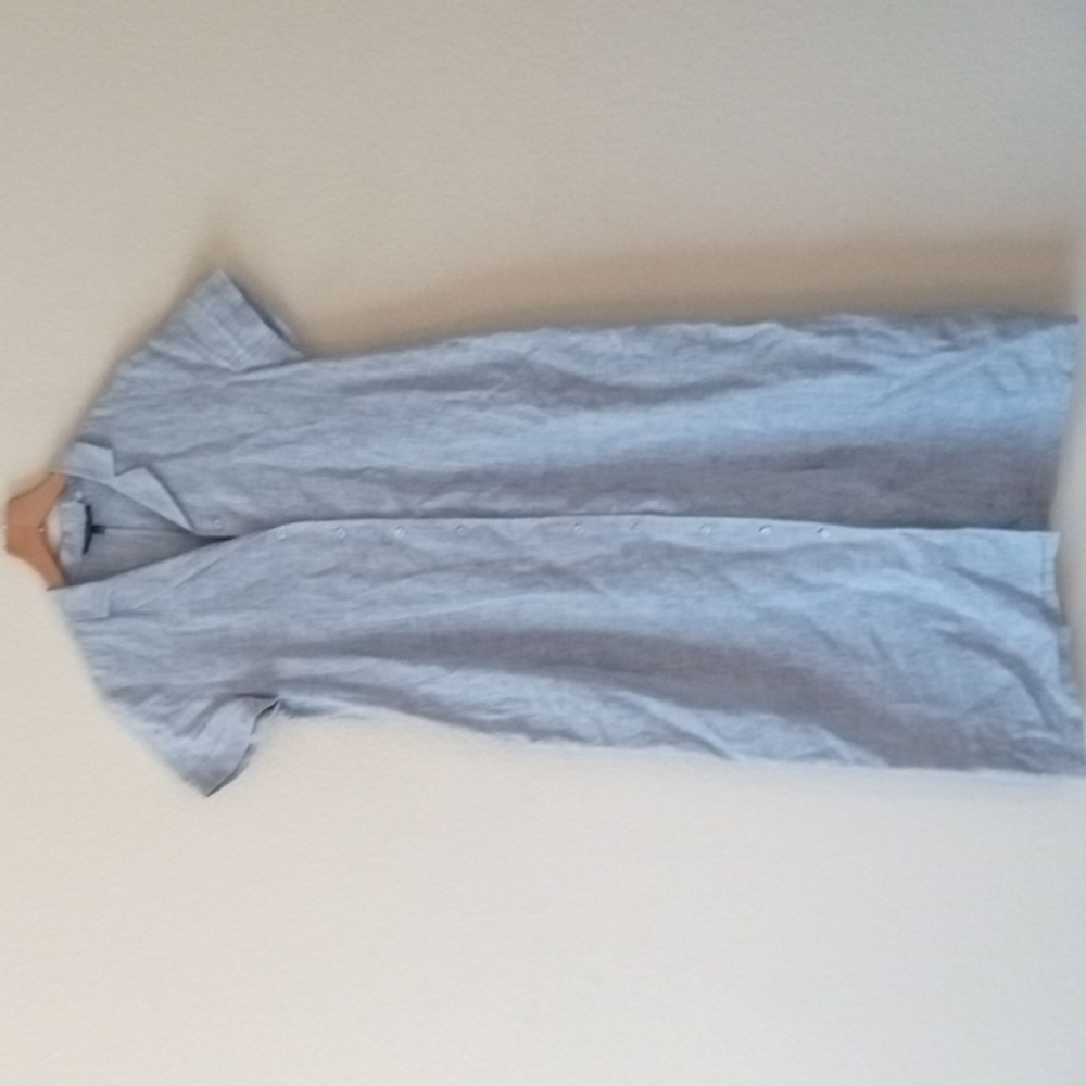 Lafayette 148 New York Light Gray Button-Front Midi Dress